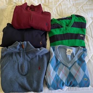 Lot of 5 Polo and Lacoste Mens Sweaters